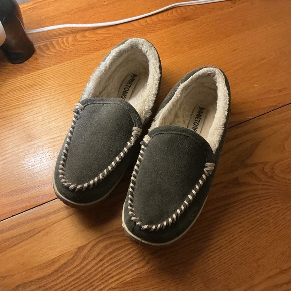 Minnetonka Shoes - Minnetonka Charcoal Moccasin Slippers